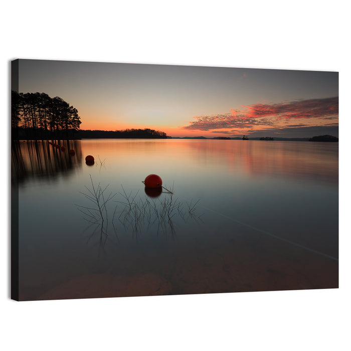 Lake Lanier Buoys at Sunset Wall Art as a canvas print