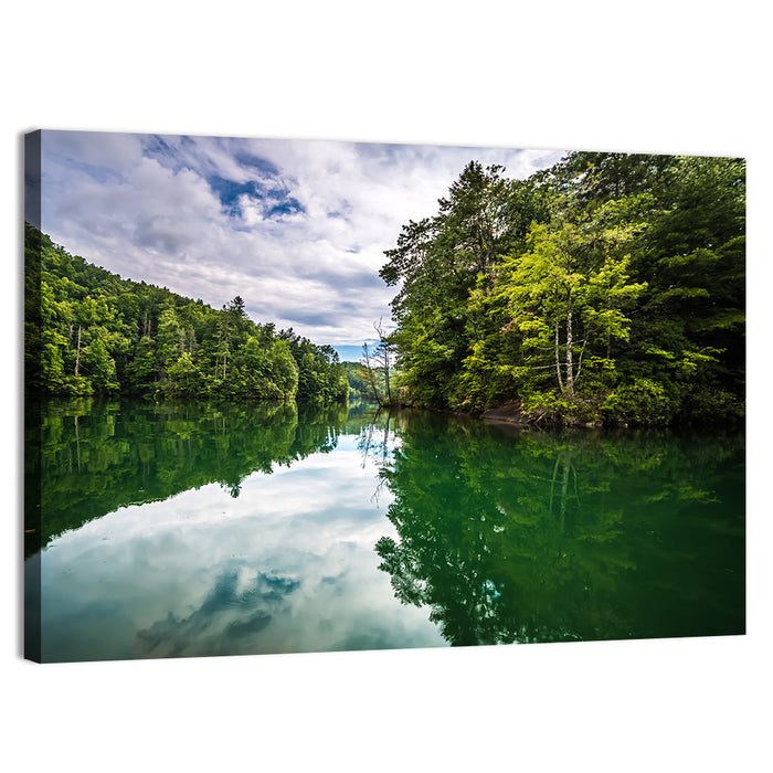 Lake Jocassee Reflection Wall Art as a canvas print