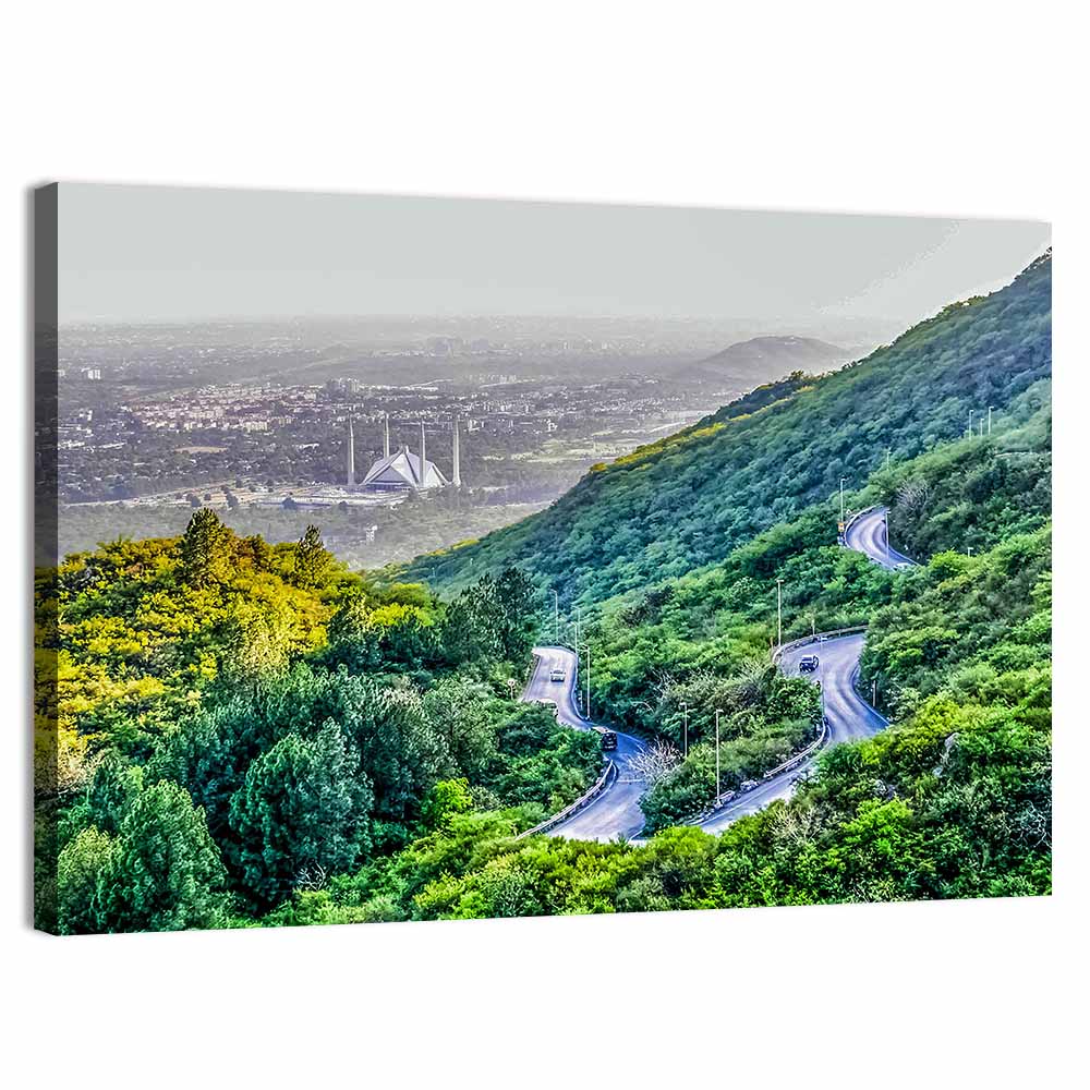 Faisal Mosque from Margalla Hills Wall Art
