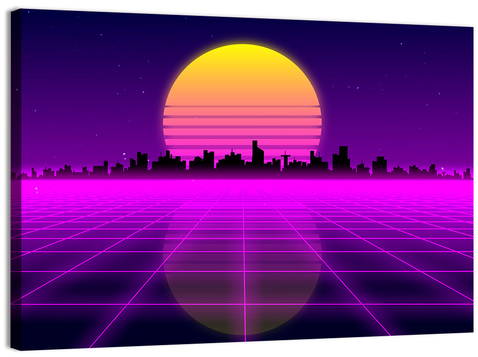 Neon Sunrise Skyline Wall Art