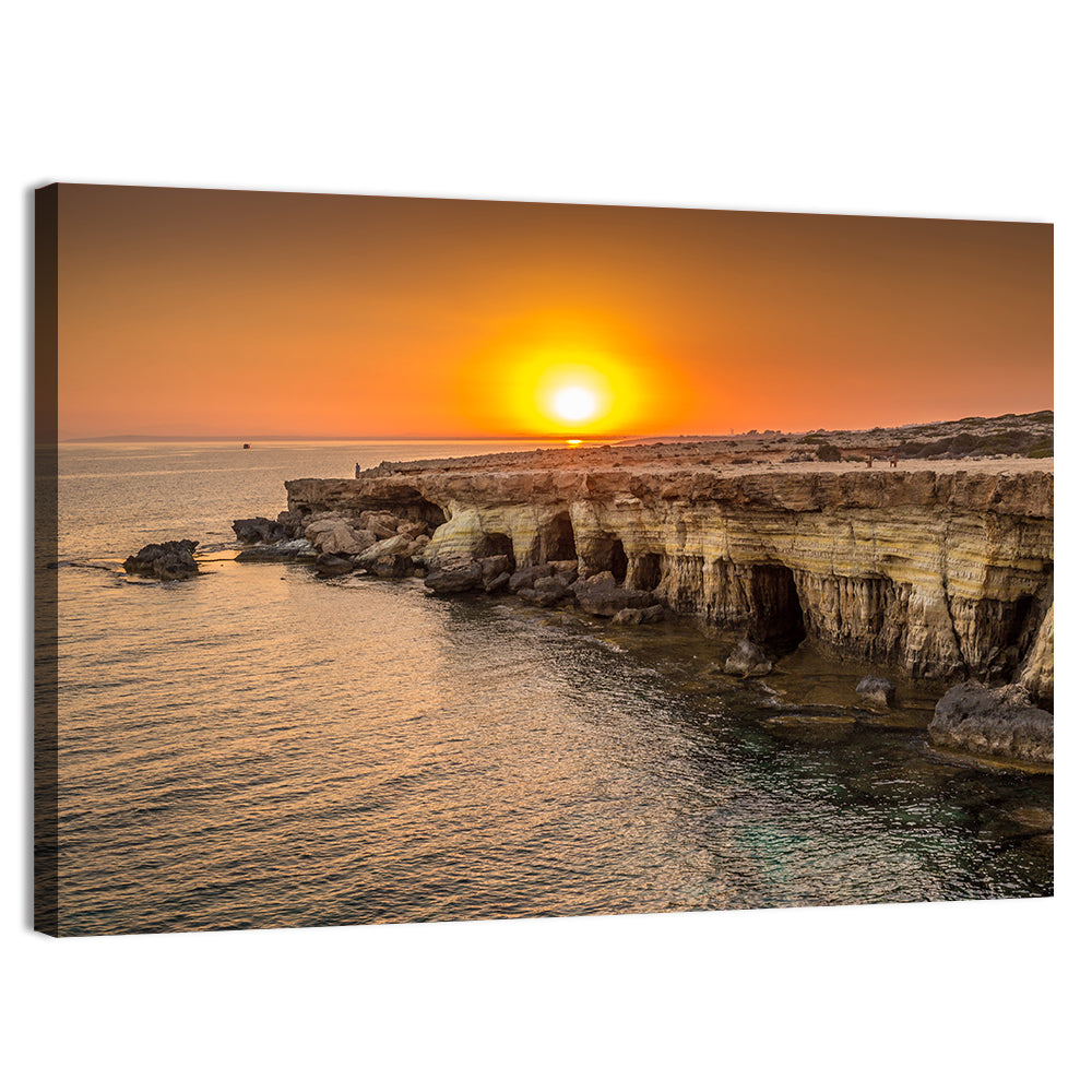 Sunset Over Sea Caves Wall Art