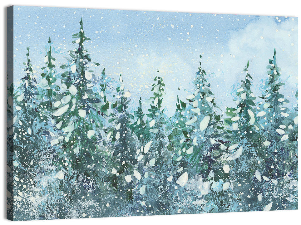Snowy Spruce Forest Wall Art, canvas print, landscape
