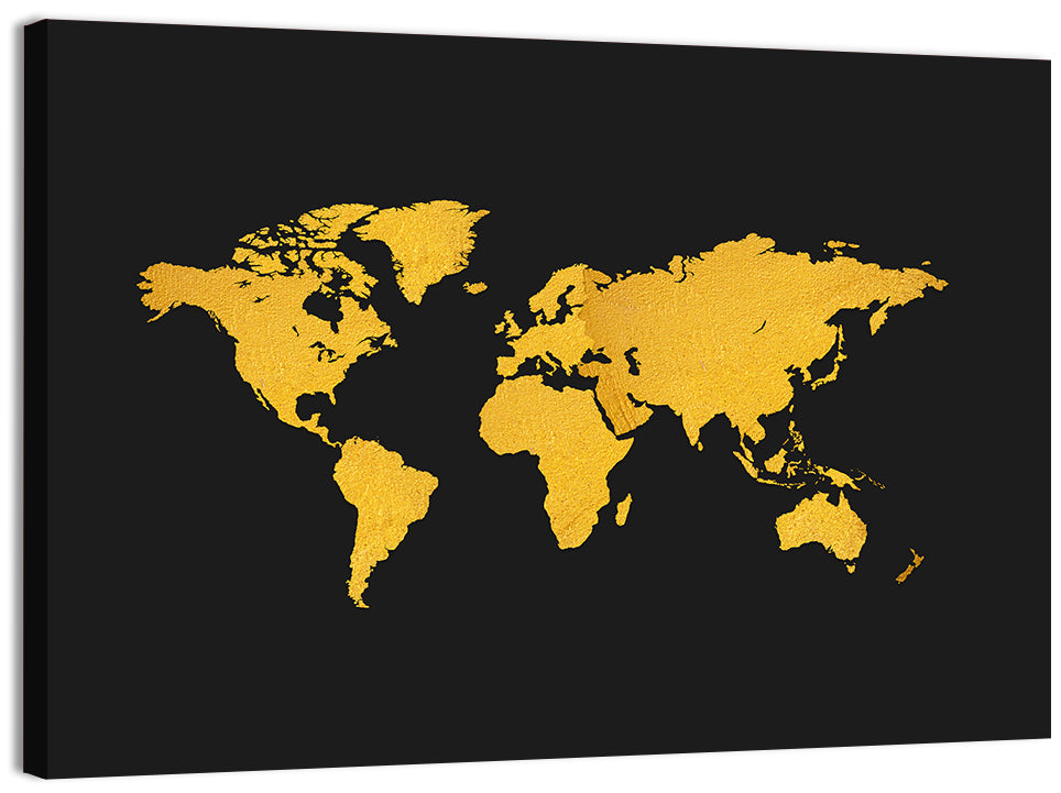 Gold Texture World Map Wall Art