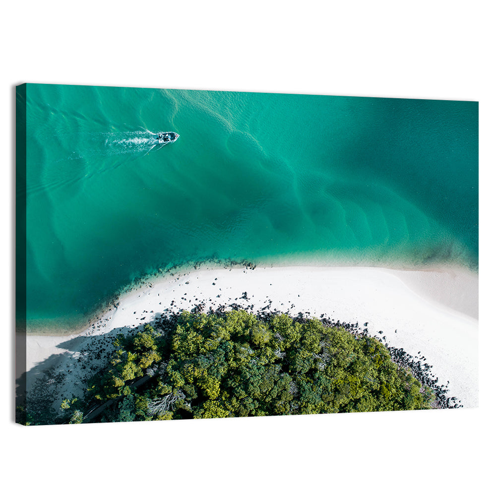 Clam Beach Aerial View Wall Art, canvas print, landscape