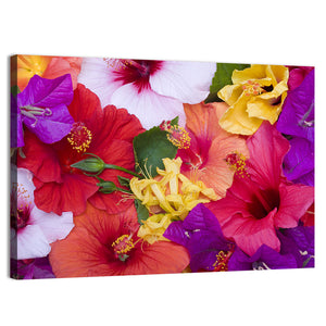 Bougainvillea And Hibiscus Flowers Wall Art