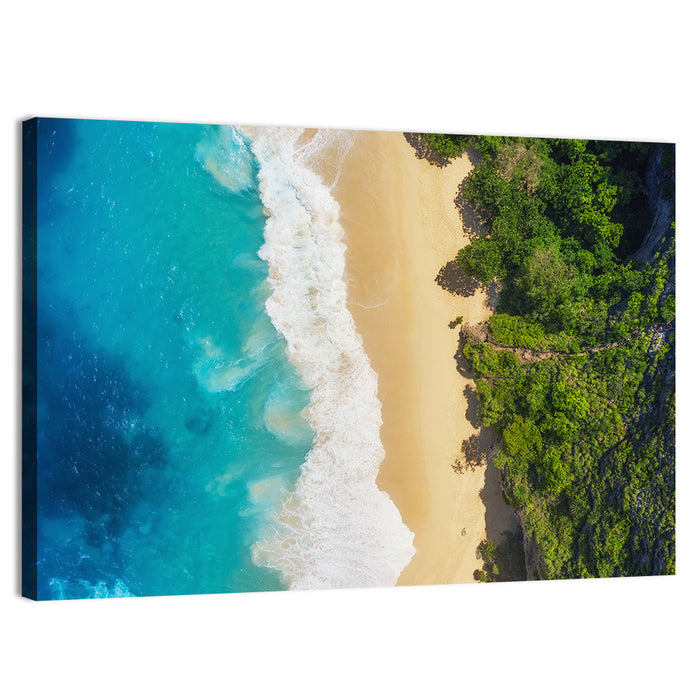 Aerial Turquoise Beach View Wall Art as a canvas print