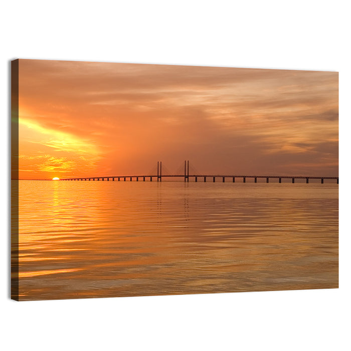 Øresund Bridge in Golden Light Wall Art as a canvas print