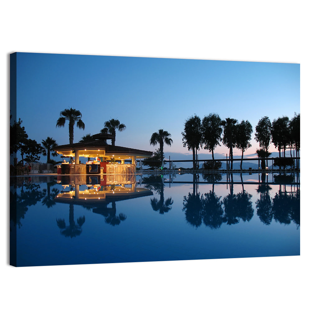 Twilight Poolside Bar Wall Art