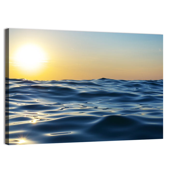 Sunset Over Calm Waves Wall Art as a canvas print