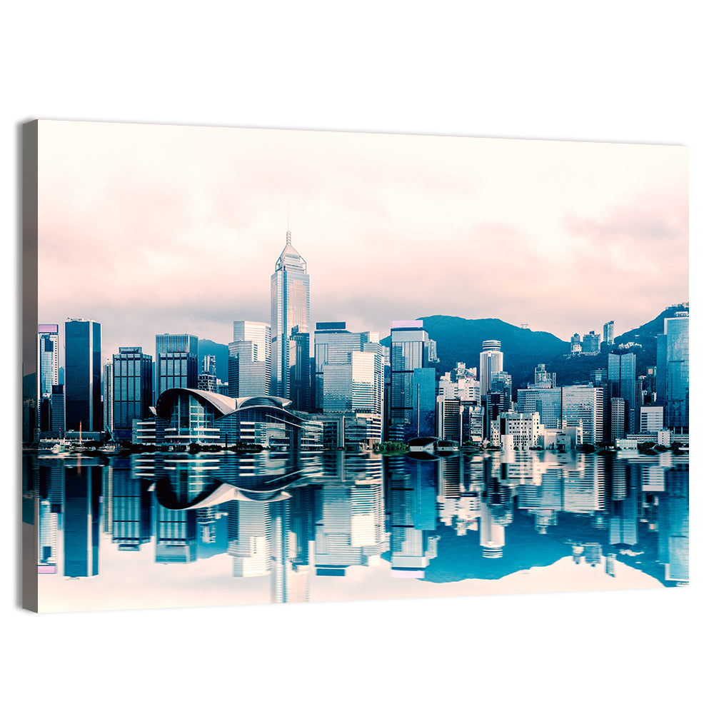 Victoria Harbour Sketch at Dusk Wall Art, canvas print, landscape