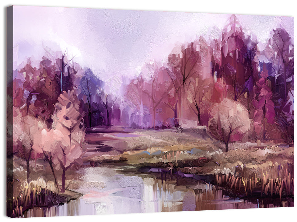 Lavender Autumn Forest Watercolor Wall Art