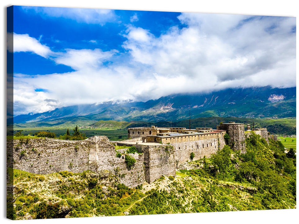 Gjirokastër Fortress Over Drino Valley Wall Art, canvas print, landscape