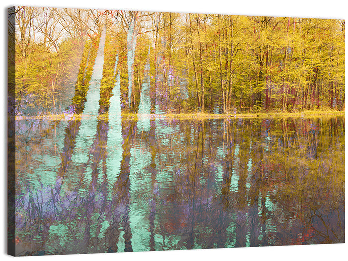 Autumn River Reflection Wall Art as a canvas print