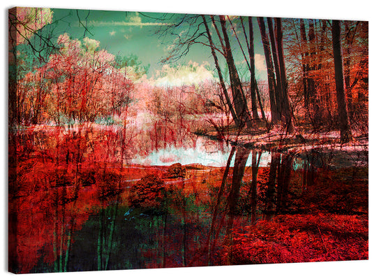 Red Autumn Forest Wall Art