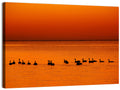 Geese Silhouettes at Orange Sunset Wall Art