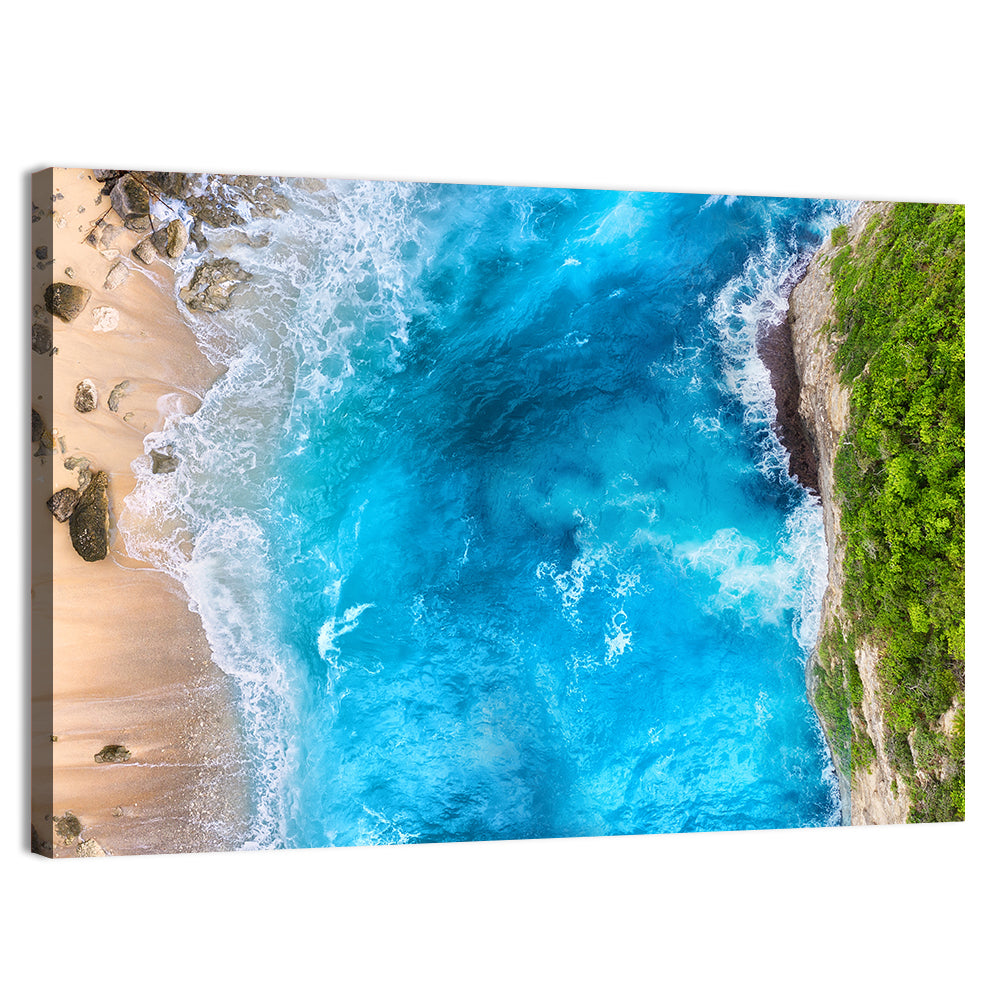 Aerial Turquoise Beach Cliffs Wall Art, canvas print, landscape