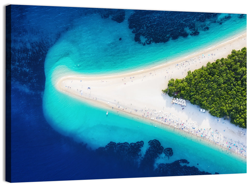 Zlatni Rat Beach Aerial Coast Wall Art, canvas print, landscape