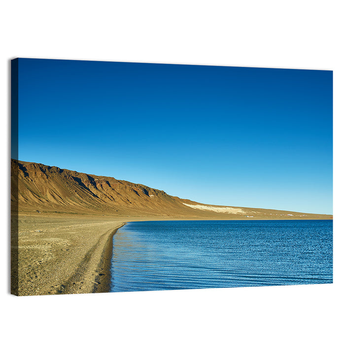 Khyargas Nuur Shoreline Wall Art as a canvas print