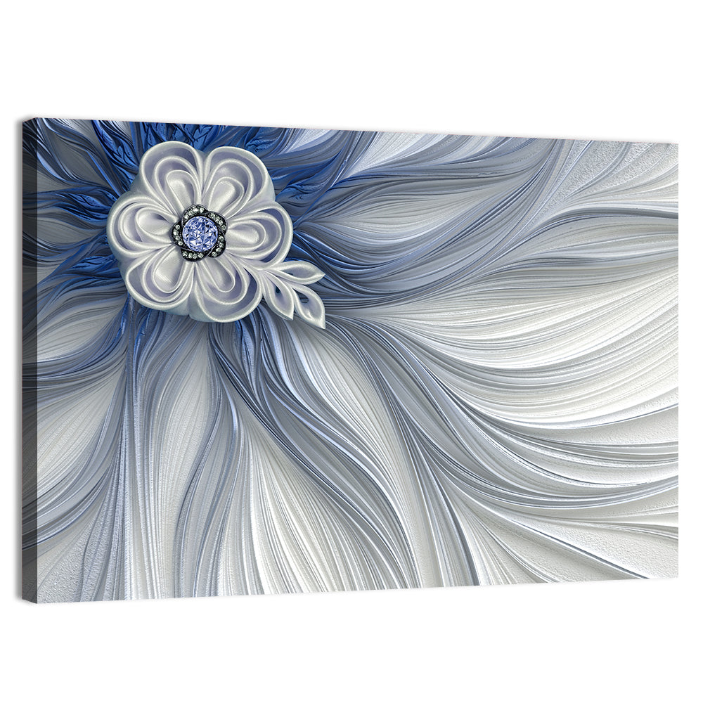 Fractal Flower with Blue Crystal Wall Art, canvas print, landscape