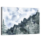 Snowfall Mountain Forest Illustration Wall Art