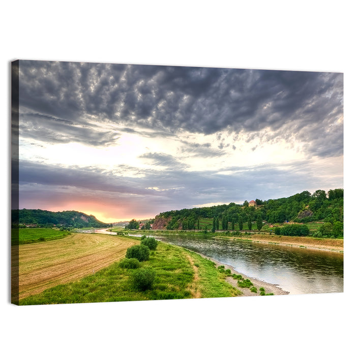 Elbe River at Golden Hour Wall Art as a canvas print