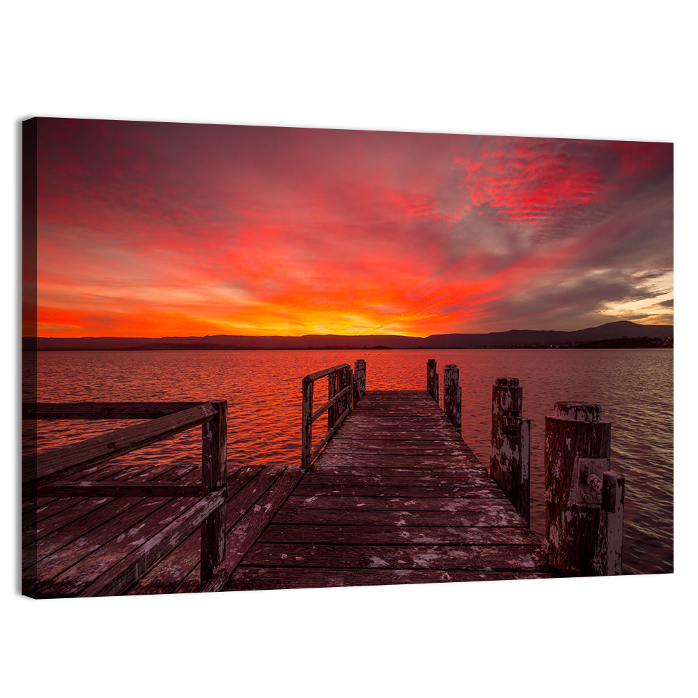 Lake Illawarra Jetty Sunset Wall Art, canvas print, landscape