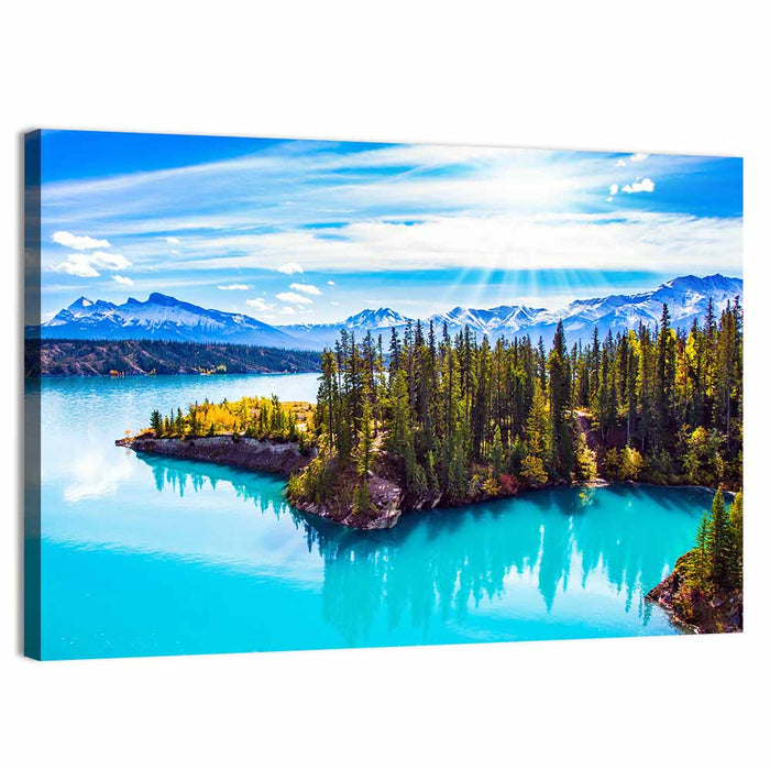Abraham Lake Peninsula View Wall Art as a canvas print