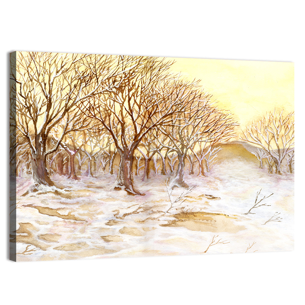 Winter Field with Snow-dusted Trees Wall Art