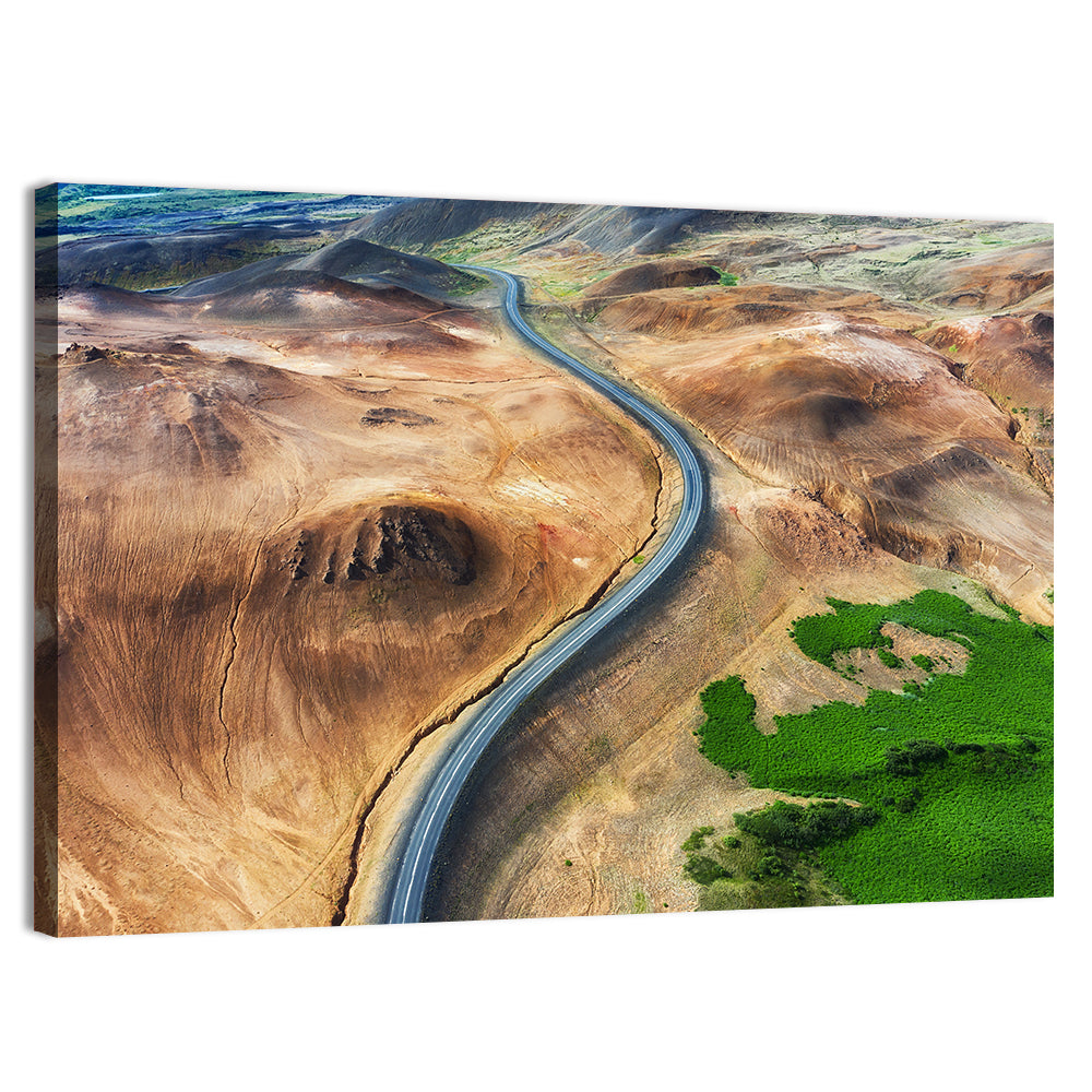 Winding Road in Geysers Valley Wall Art, canvas print, landscape