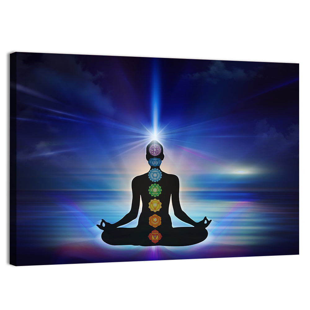 Lotus Pose with Chakra Symbols Wall Art