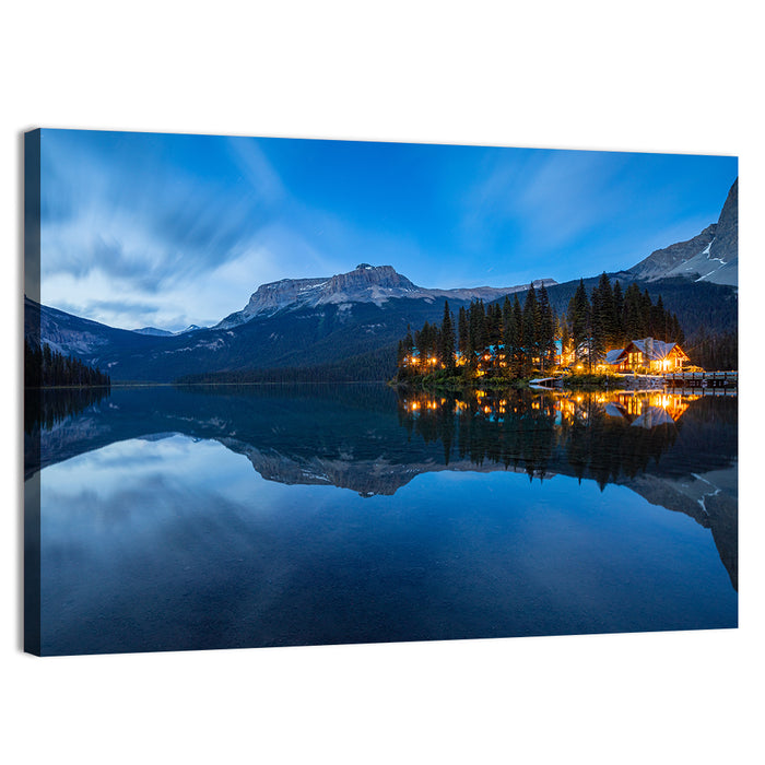 Emerald Lake Twilight Wall Art as a canvas print