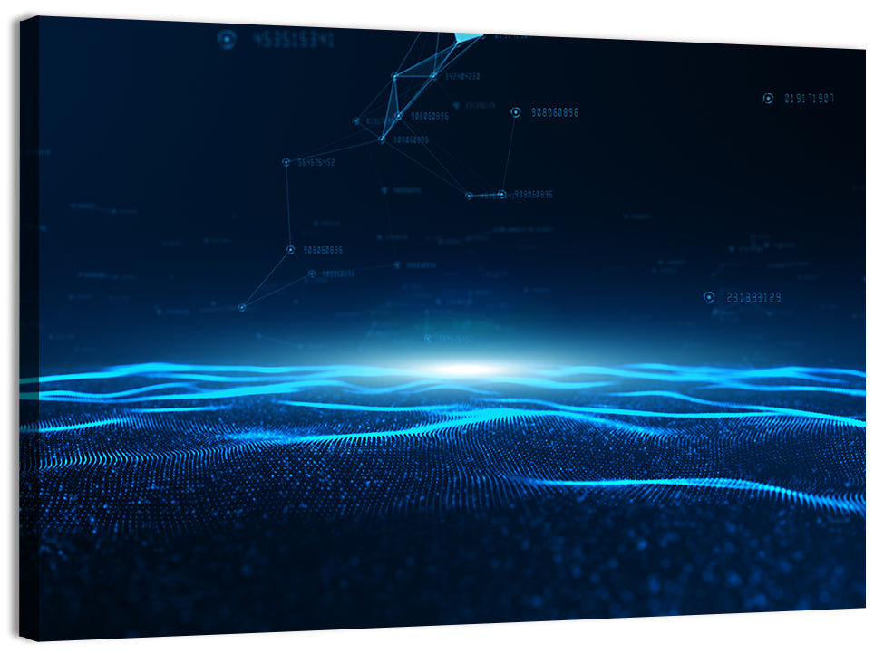 Digital Data Waves Wall Art, canvas print, landscape