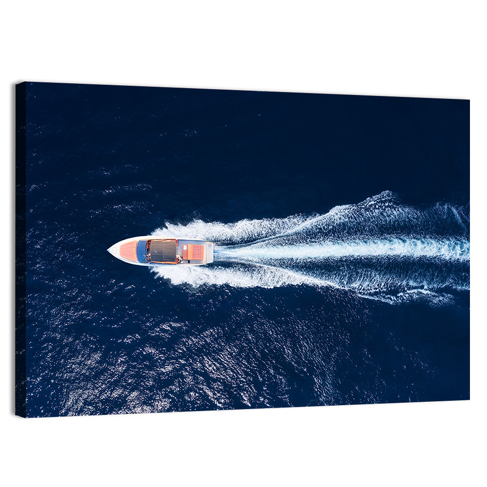 Sleek Speedboat Over Navy Sea Wall Art