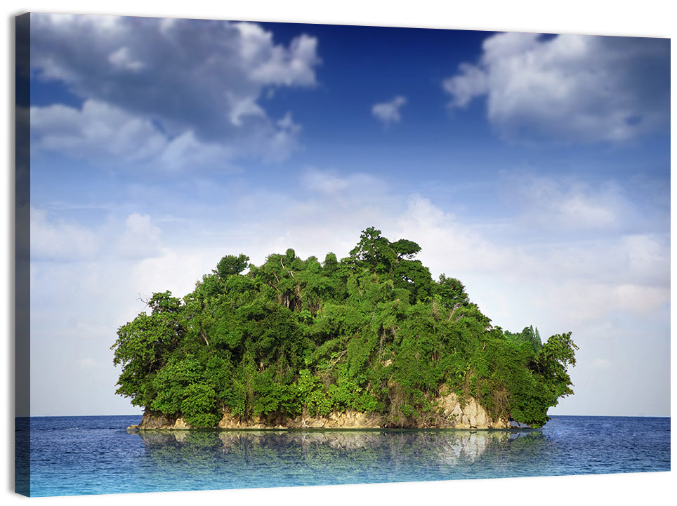 Tranquil Tropical Island Reflection Wall Art, canvas print, landscape