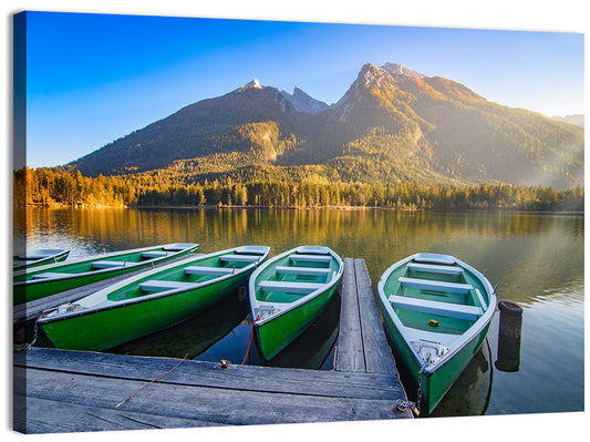 Moored Boats at Hintersee Lake Wall Art