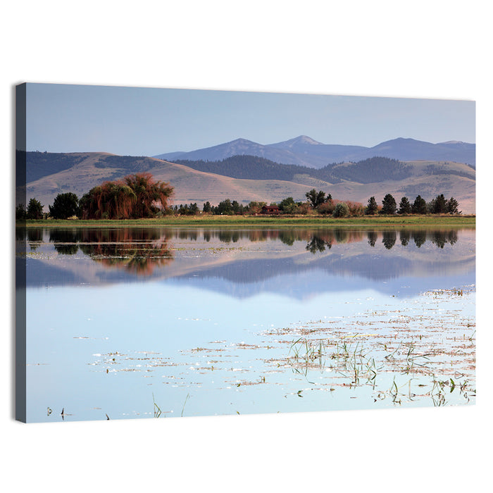 Mission Valley Lake Reflection Wall Art as a canvas print