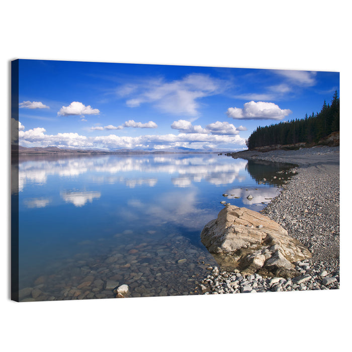 Pukaki Pebbled Shoreline Wall Art as a canvas print