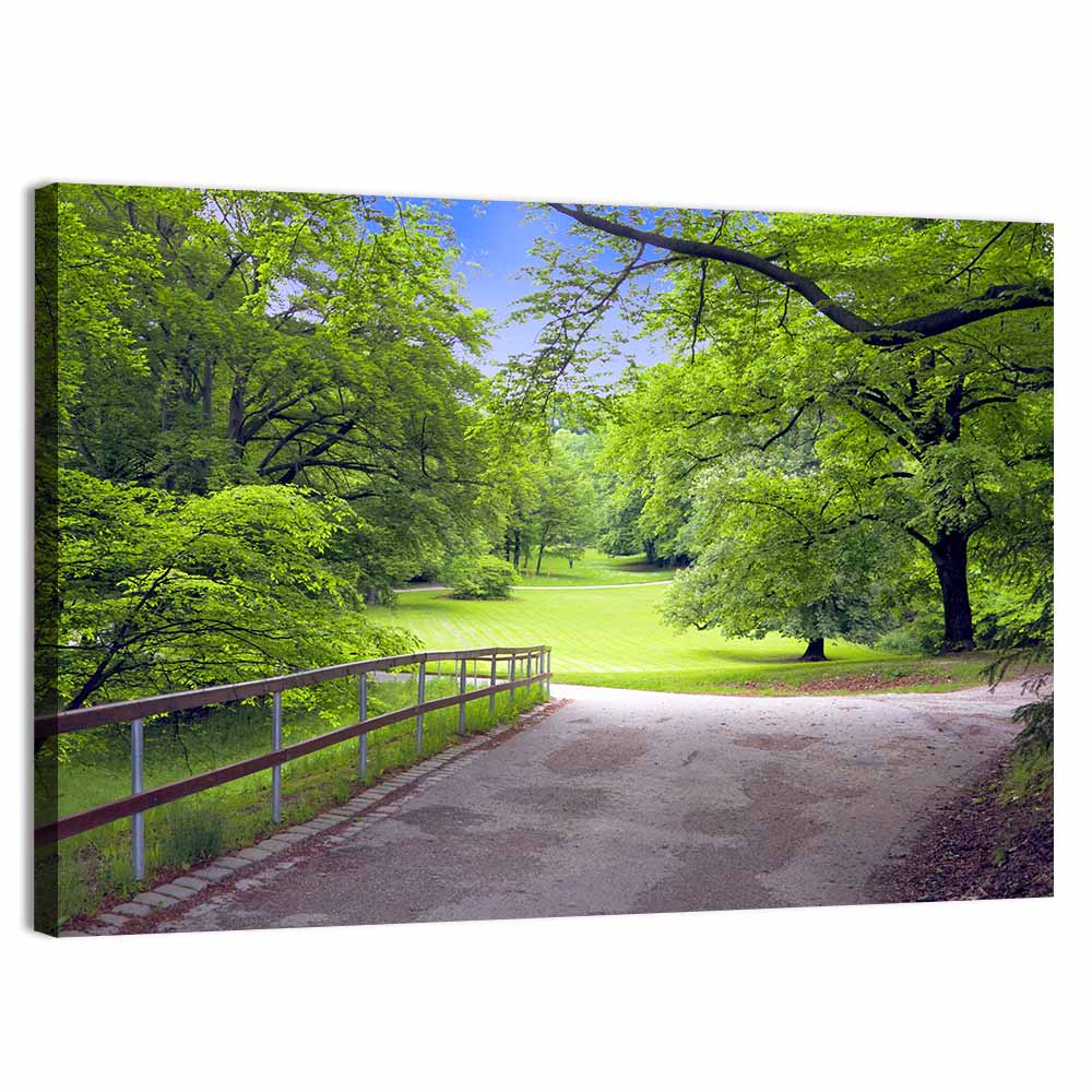 Sunlit Meadow Path Wall Art, canvas print, landscape