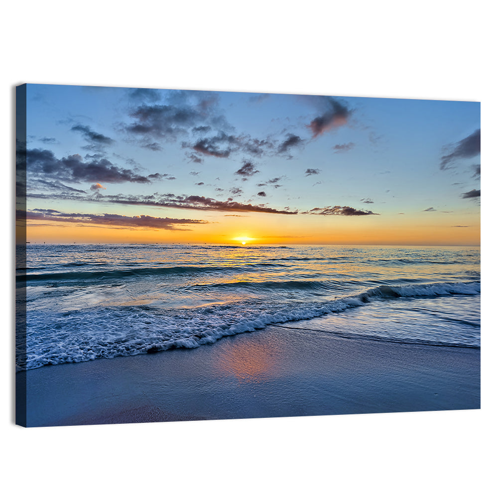 Foamy Waves at Golden Sunset Wall Art