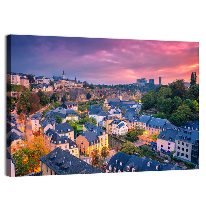 Luxembourg Grund at Dusk Wall Art as a canvas print