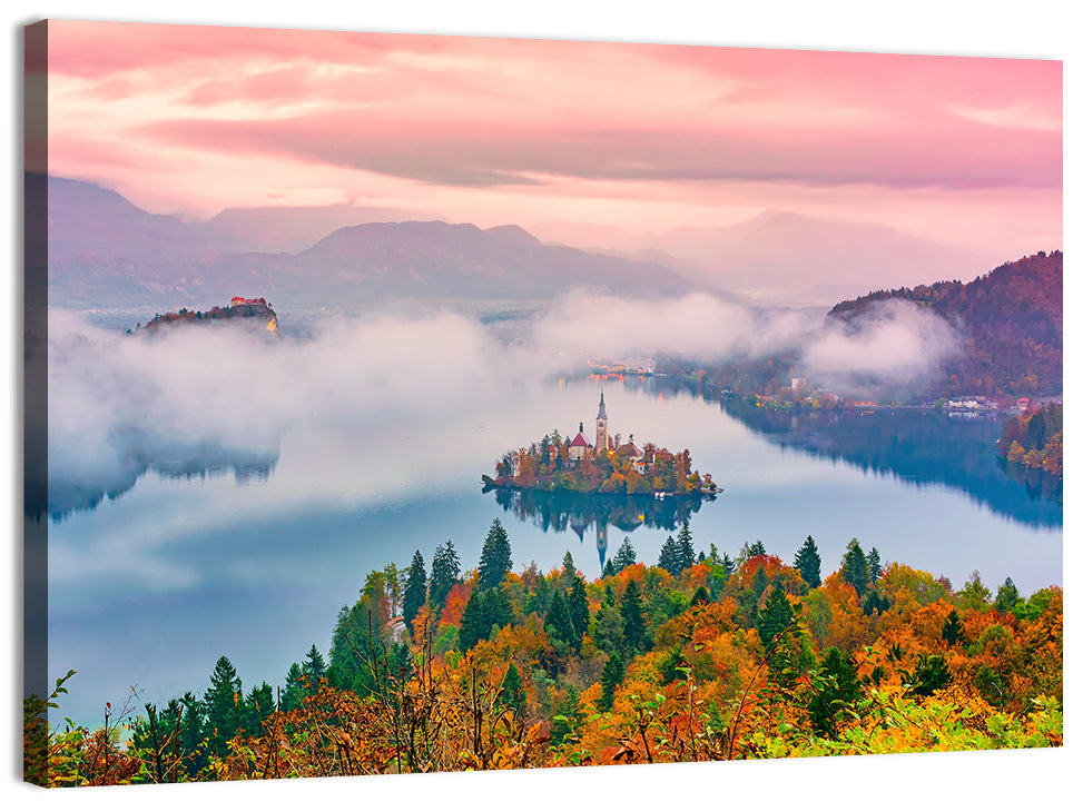 Misty Morning Over Lake Bled Wall Art
