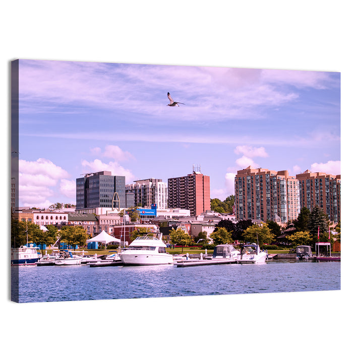 Barrie Lakefront Skyline Wall Art as a canvas print