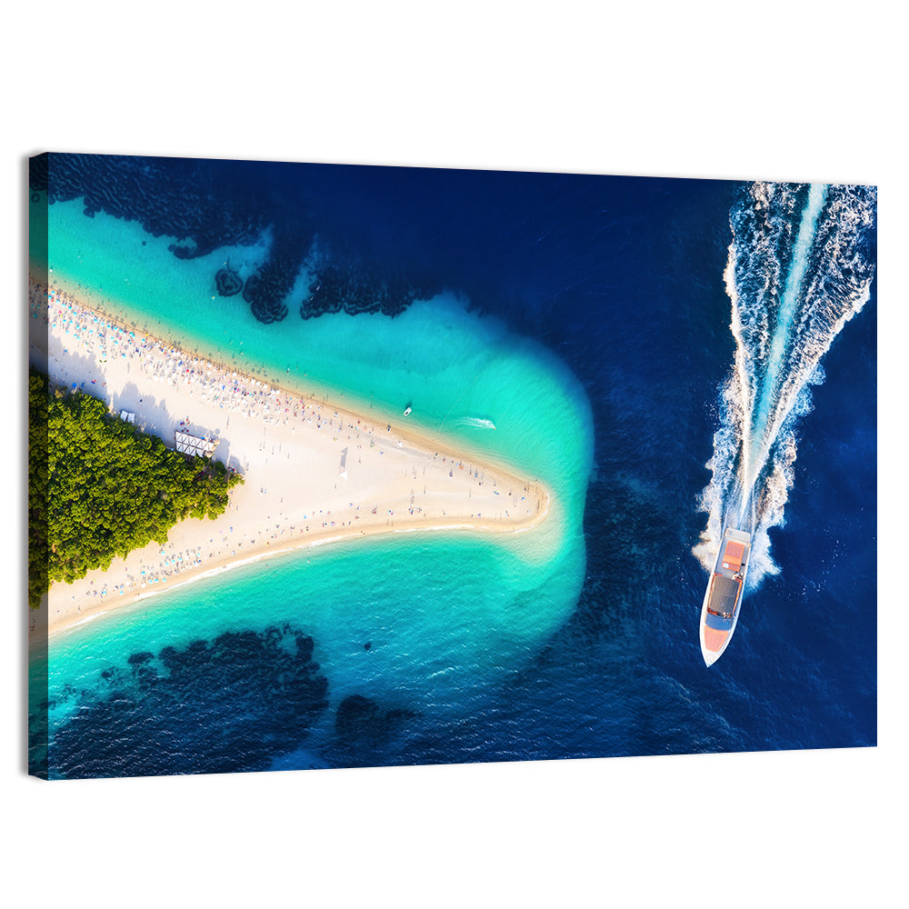 Zlatni Rat Beach Aerial, Bol Croatia Wall Art, canvas print, landscape
