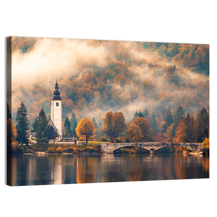 Lake Bohinj Foggy Morning Wall Art as a canvas print