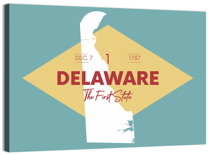Delaware State Map Graphic Wall Art as a canvas print