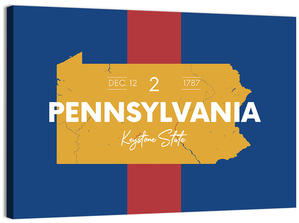Keystone State Map Graphic Wall Art, canvas print, landscape