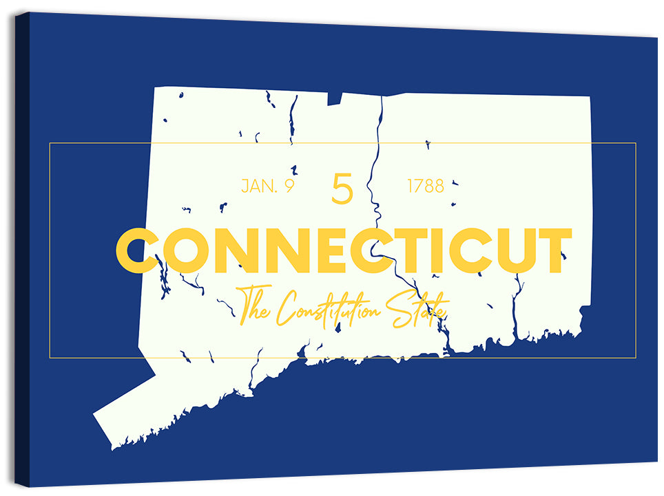 Connecticut State Silhouette Wall Art, canvas print, landscape