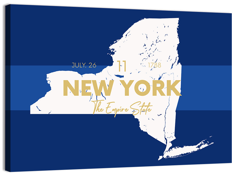 New York State Typographic Map Wall Art, canvas print, landscape