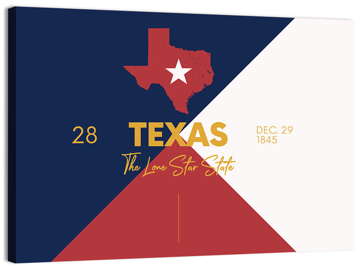 Lone Star State Map Wall Art as a canvas print