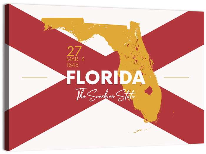 Florida Gold Map Graphic Wall Art as a canvas print